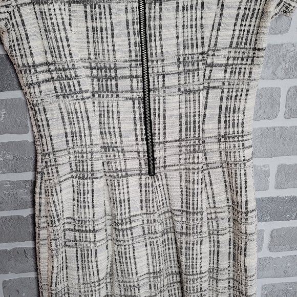 Sharagano Vintage Women's Textured Gray Tone Plaid Cocktail Dress Women's Size M - Picture 11 of 12